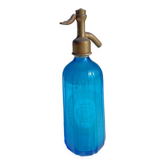 Blue seltzer water bottle