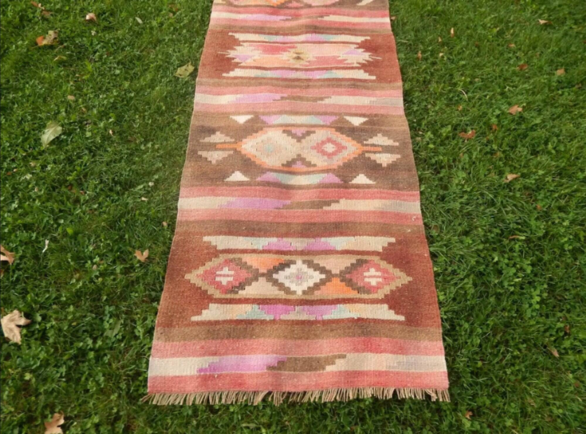 Vintage Turkish hallway rug 78x298 cm