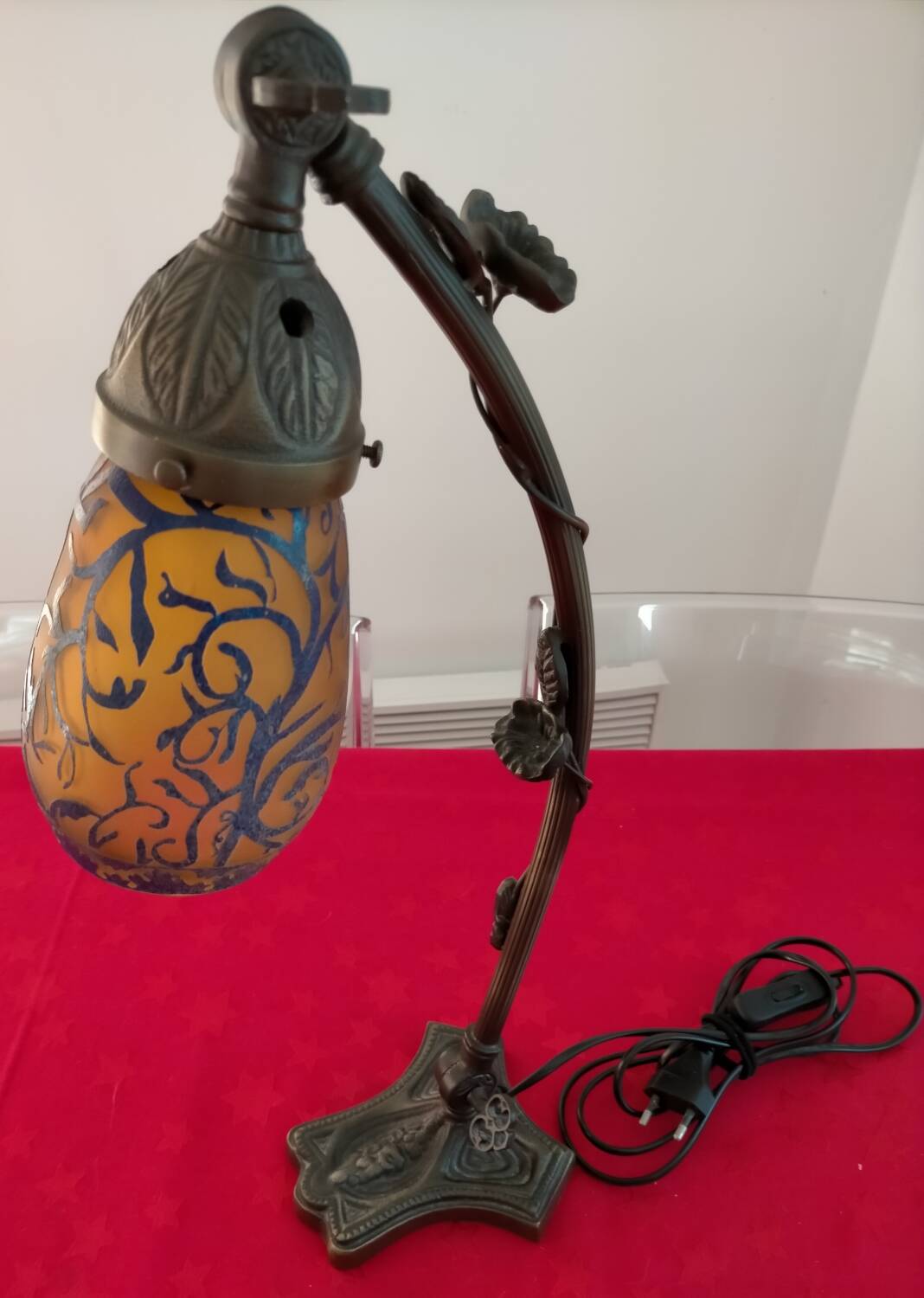 Articulated glass paste lamp, Art Nouveau