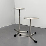 Pair of swivel stools / doctor's stools, metal, by Maquet, Germany, 1960s