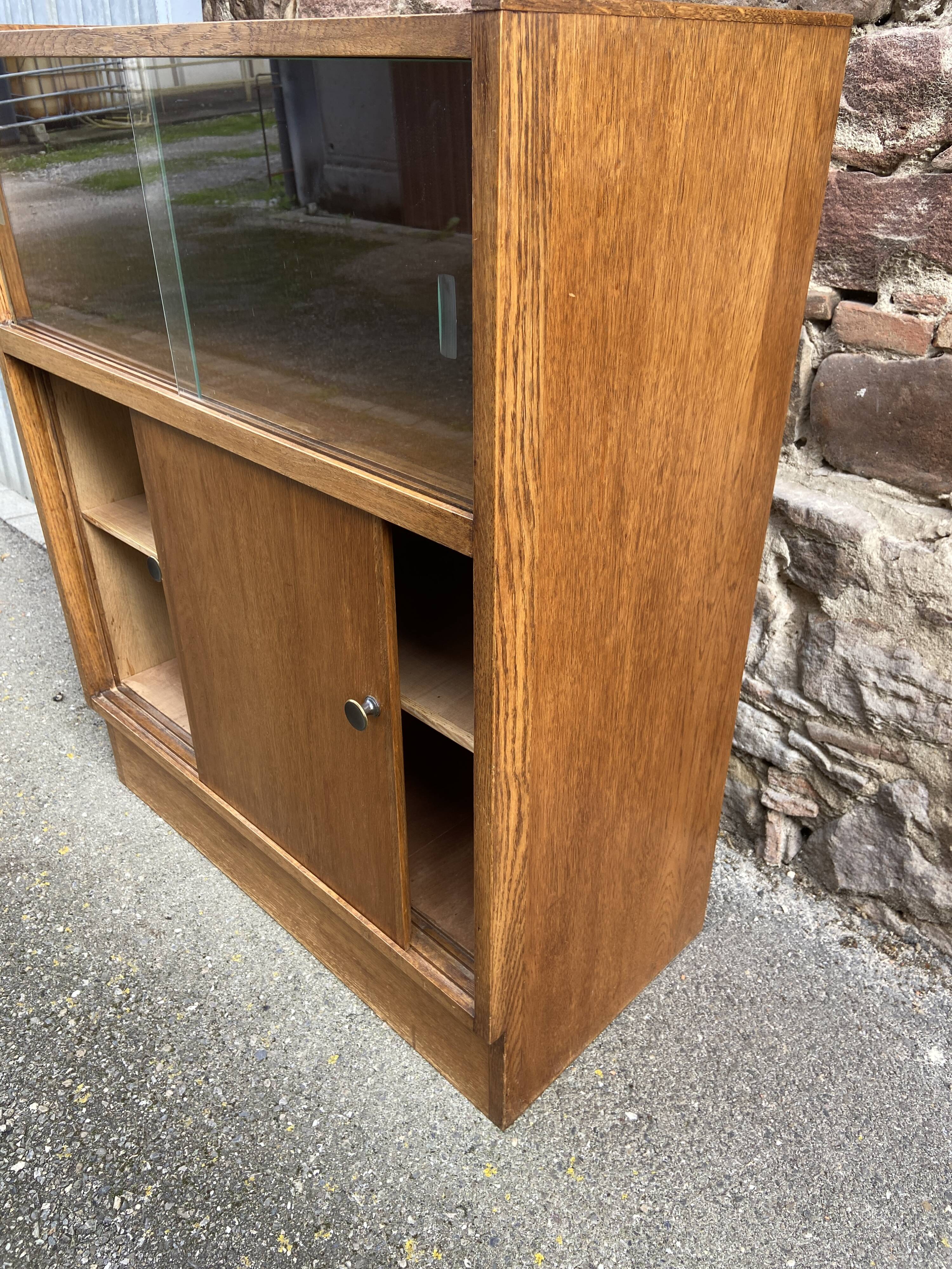 Oak Library 1960-70s French Design shop window industrial Art Deco