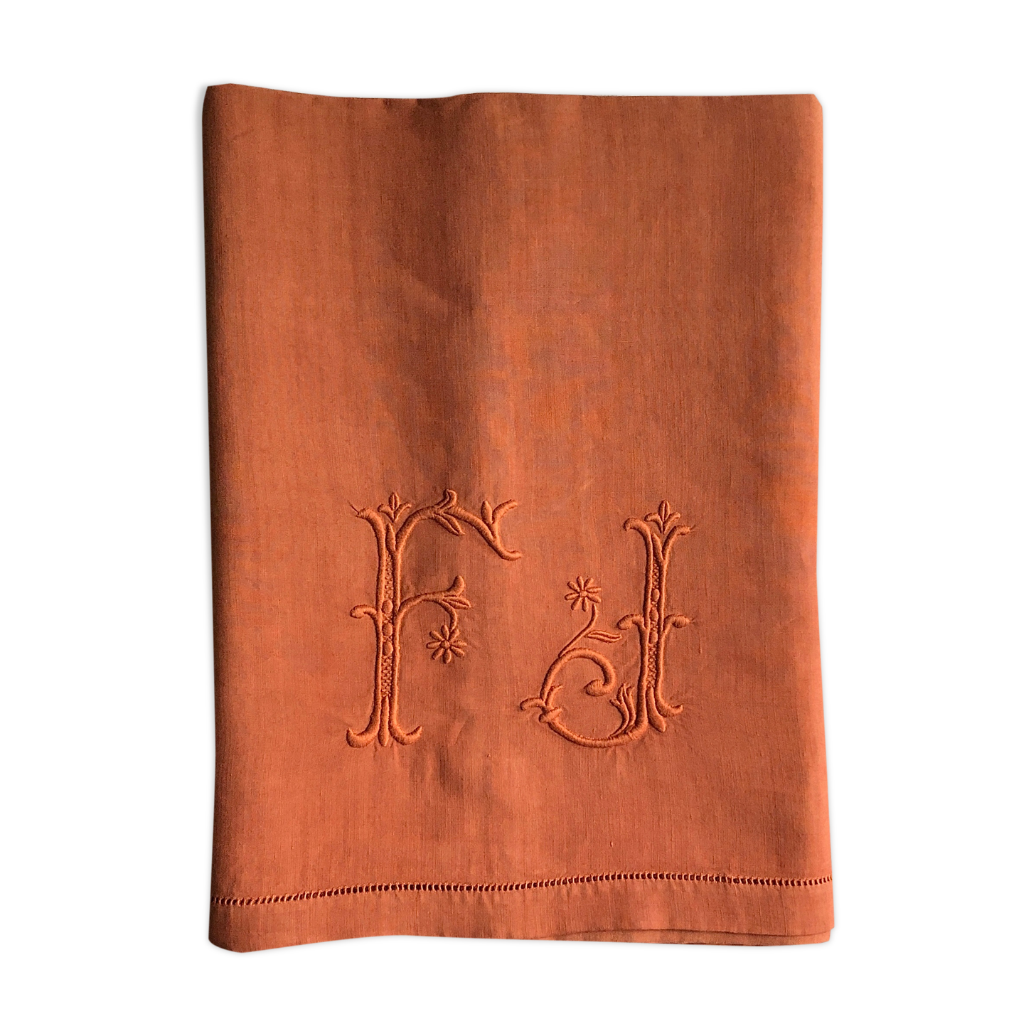 Old cloth in pure washed linen tinted in earthen