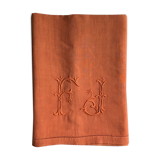 Old cloth in pure washed linen tinted in earthen