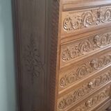 Commode à tiroirs ancienne en noyer italien du XIXe siècle