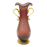 Brown and Yellow Murano Glass Amphora Vase by Fratelli Toso, Italy