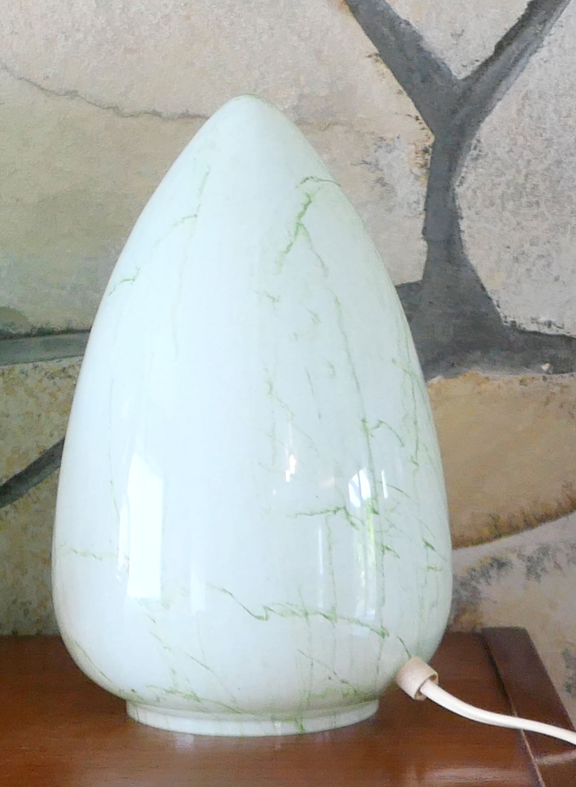 marbled opaline glass egg lamp 1970-80