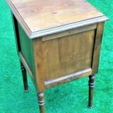 Small old walnut bedside table With drawer and knocking door.
