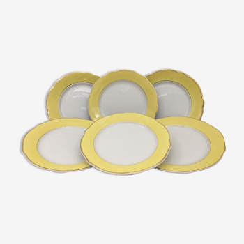 Lot de 6 assiettes plates estampillées « k&g lunéville badonviller», modèle "jonquille"