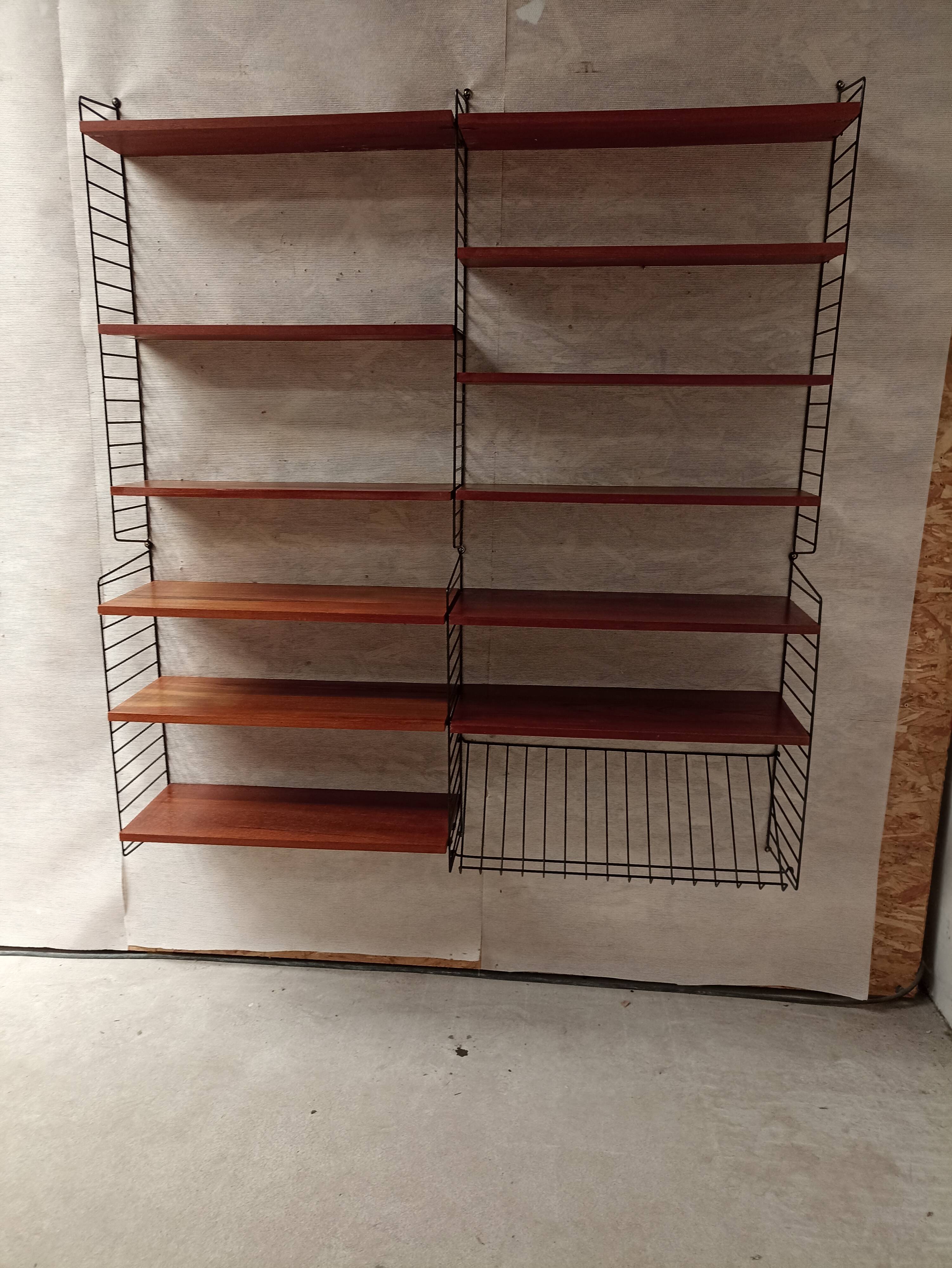 Wall bookcase string