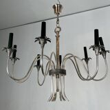 Neoclassical style chandelier in silver-plated metal by the house of Charles.