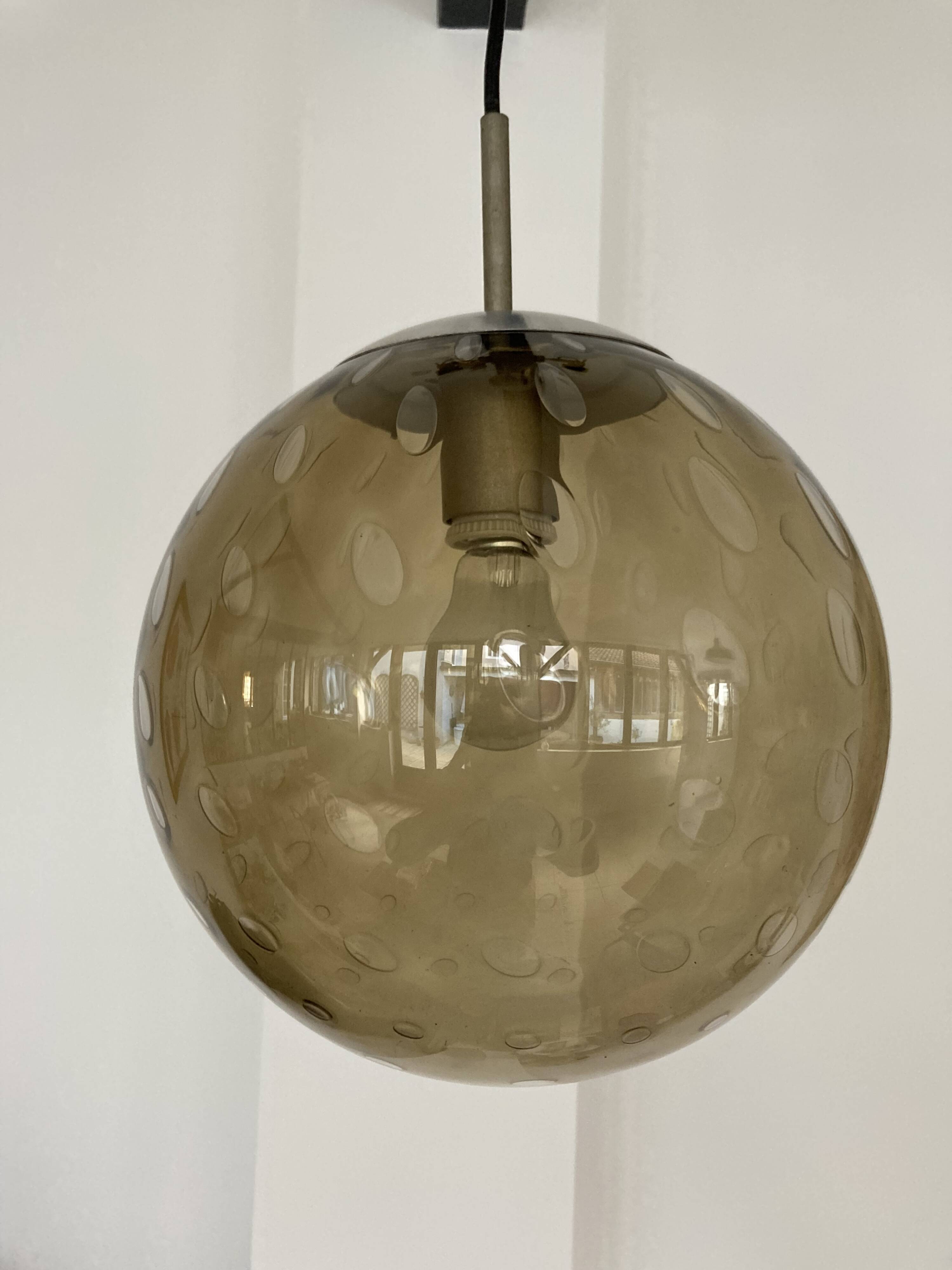 RAAK 1960s amber bubble glass globe pendant light