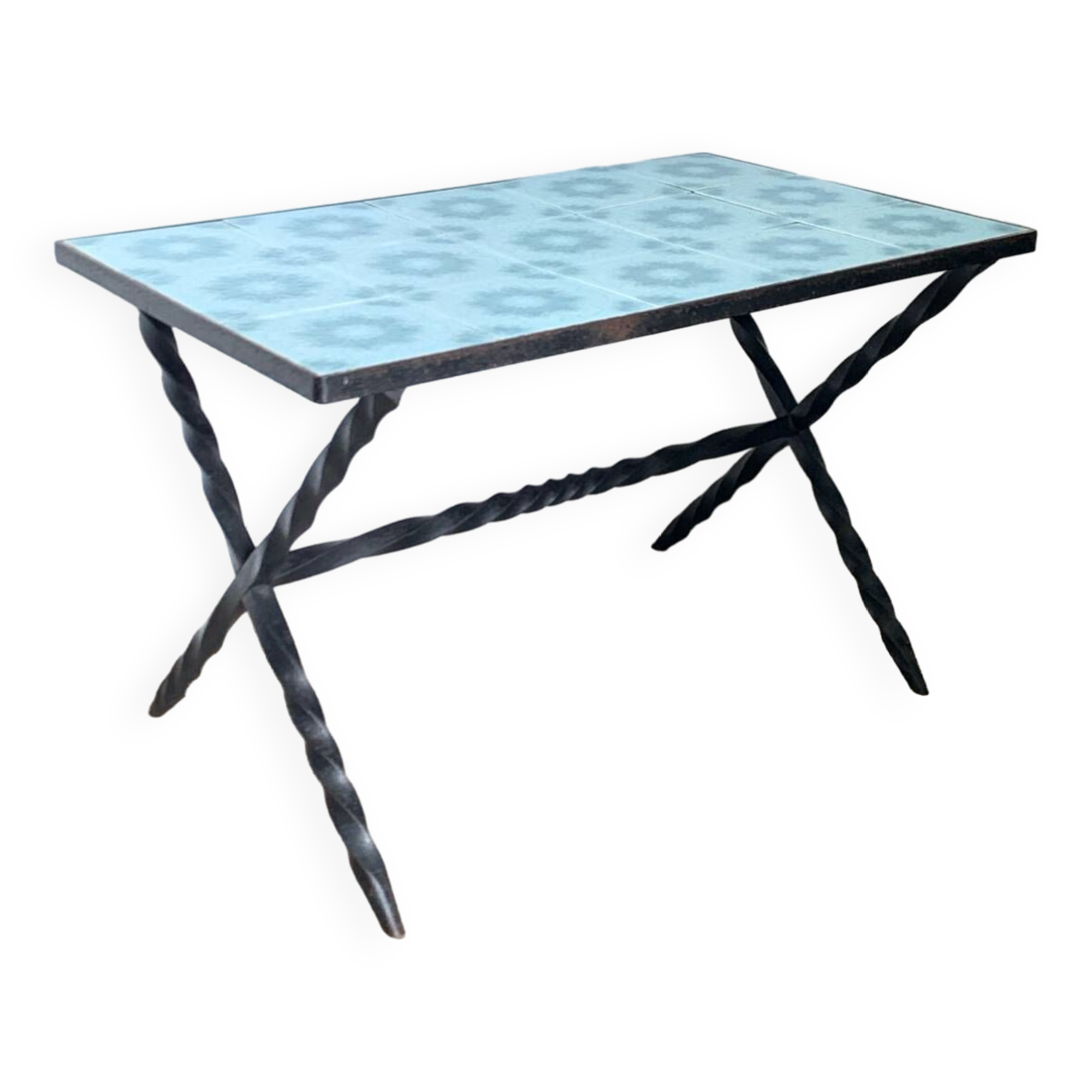 Table basse fer forgé et céramique