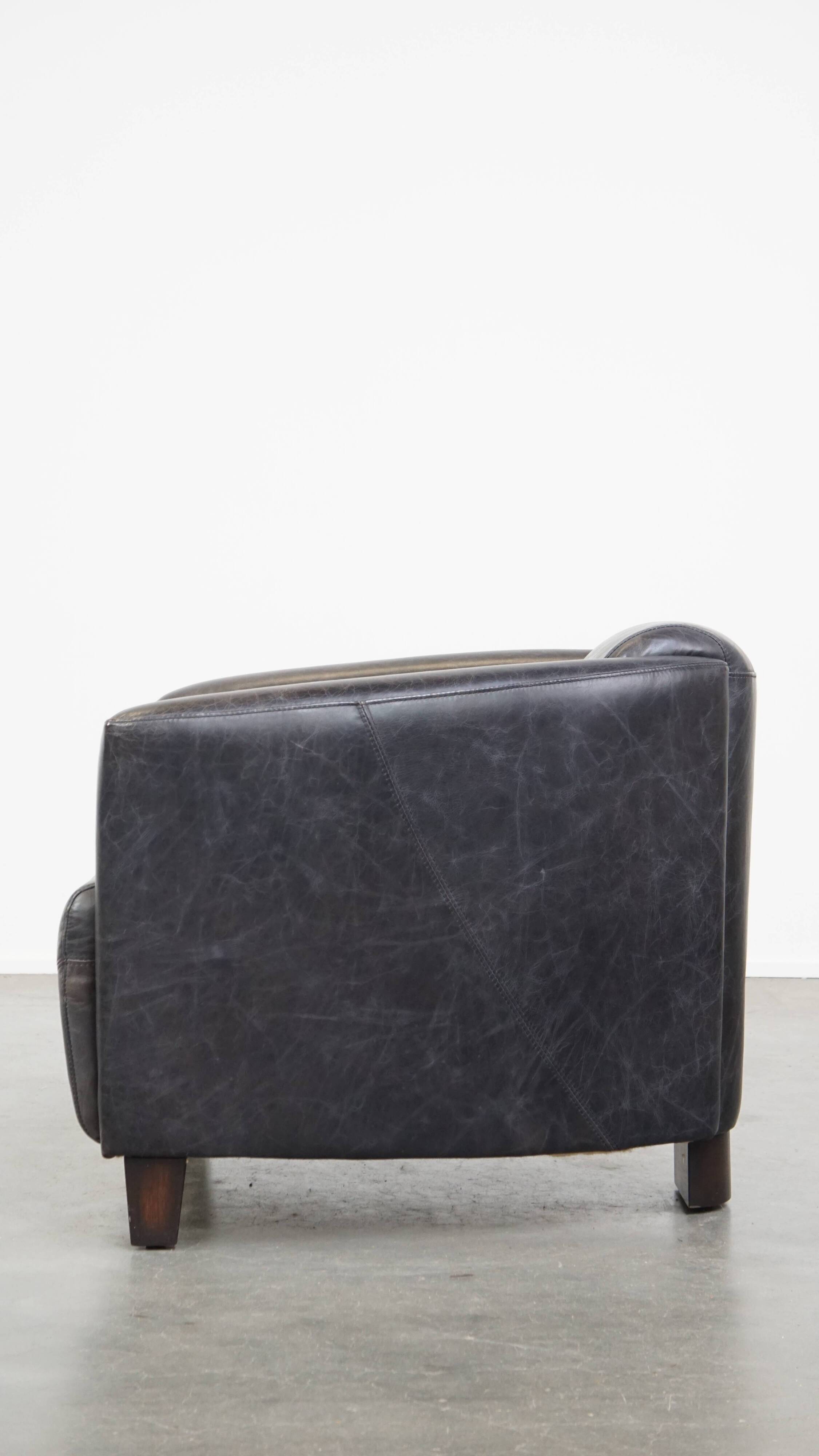 Black Cowhide Leather Aviator Armchair
