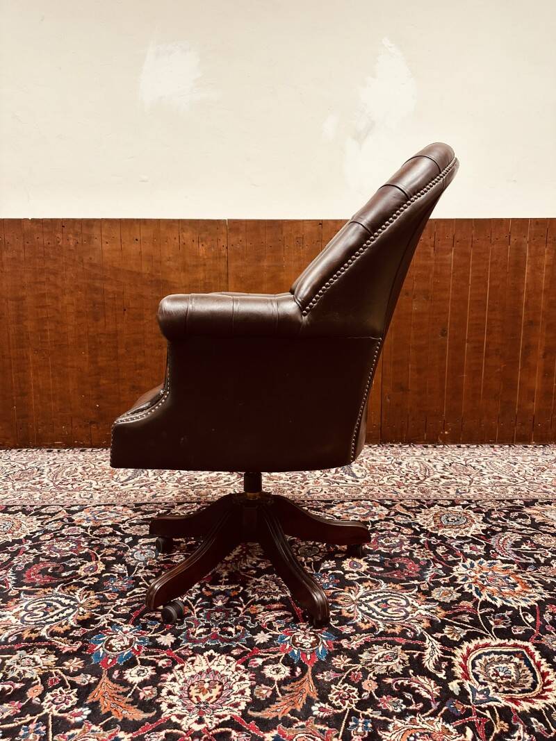 Classic English Chesterfield dark brown office chair