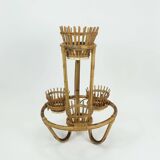 mid century PLANT STAND rack 1950s 60s bamboo rattan hawaii tiki era