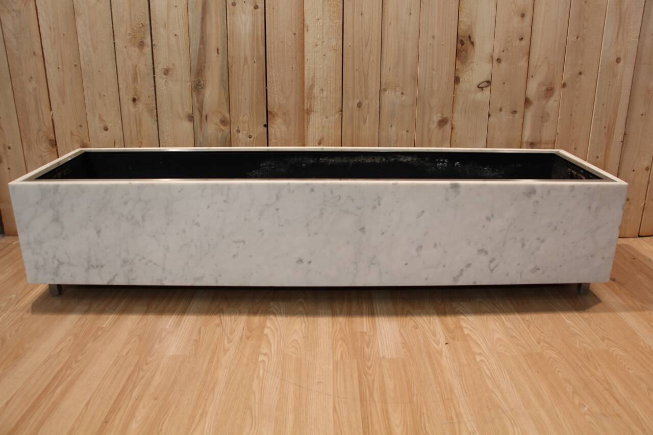 Large 1960s Knoll Style Marble and Brushed Steel Planter