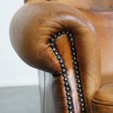 Vintage Wingback Chair Made from Sheepskin Leather