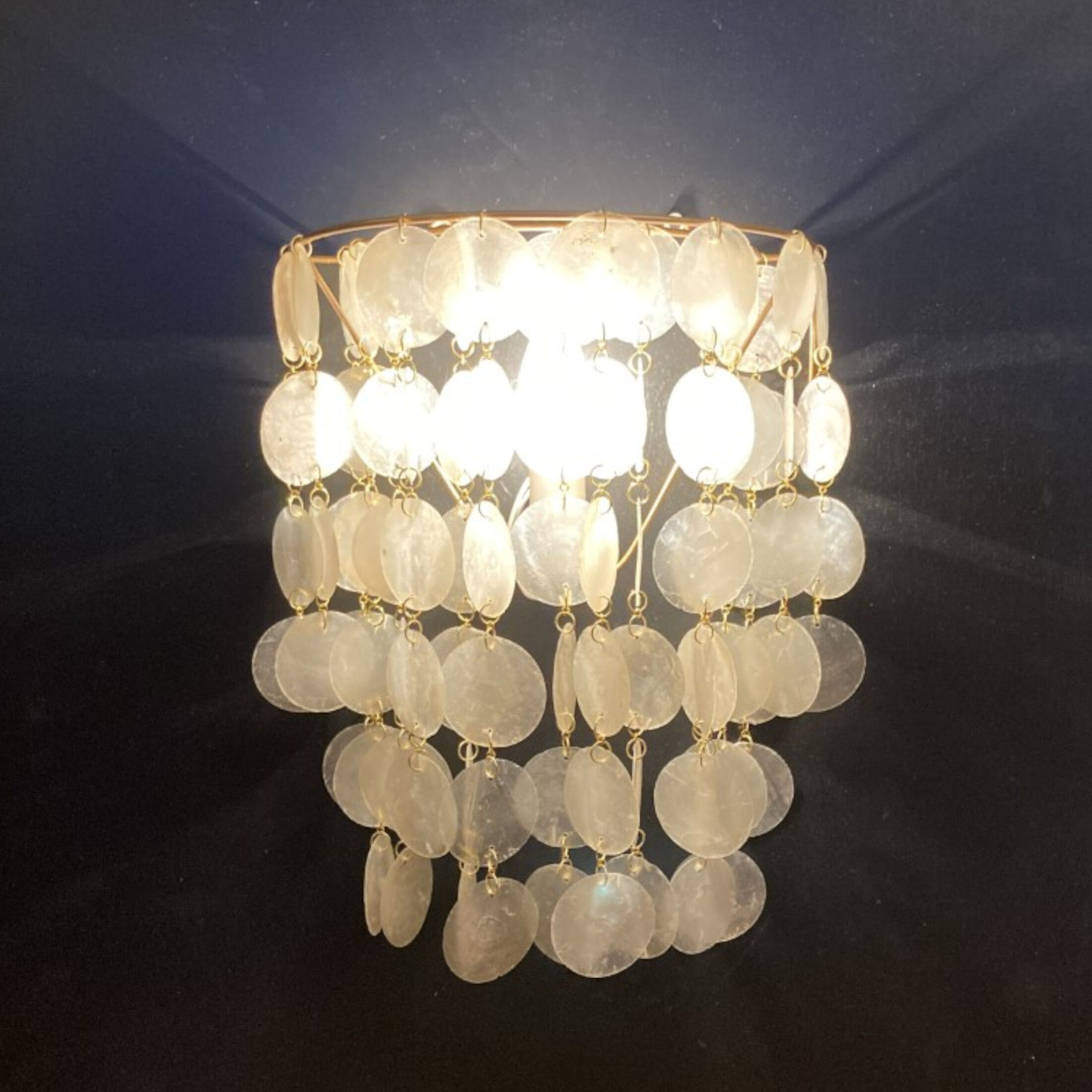 Beautiful pair of mother-of-pearl appliques, 1950, 1960, vintage 25x35cm