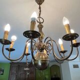 Large Dutch chandelier in bronzed brass 8 branches