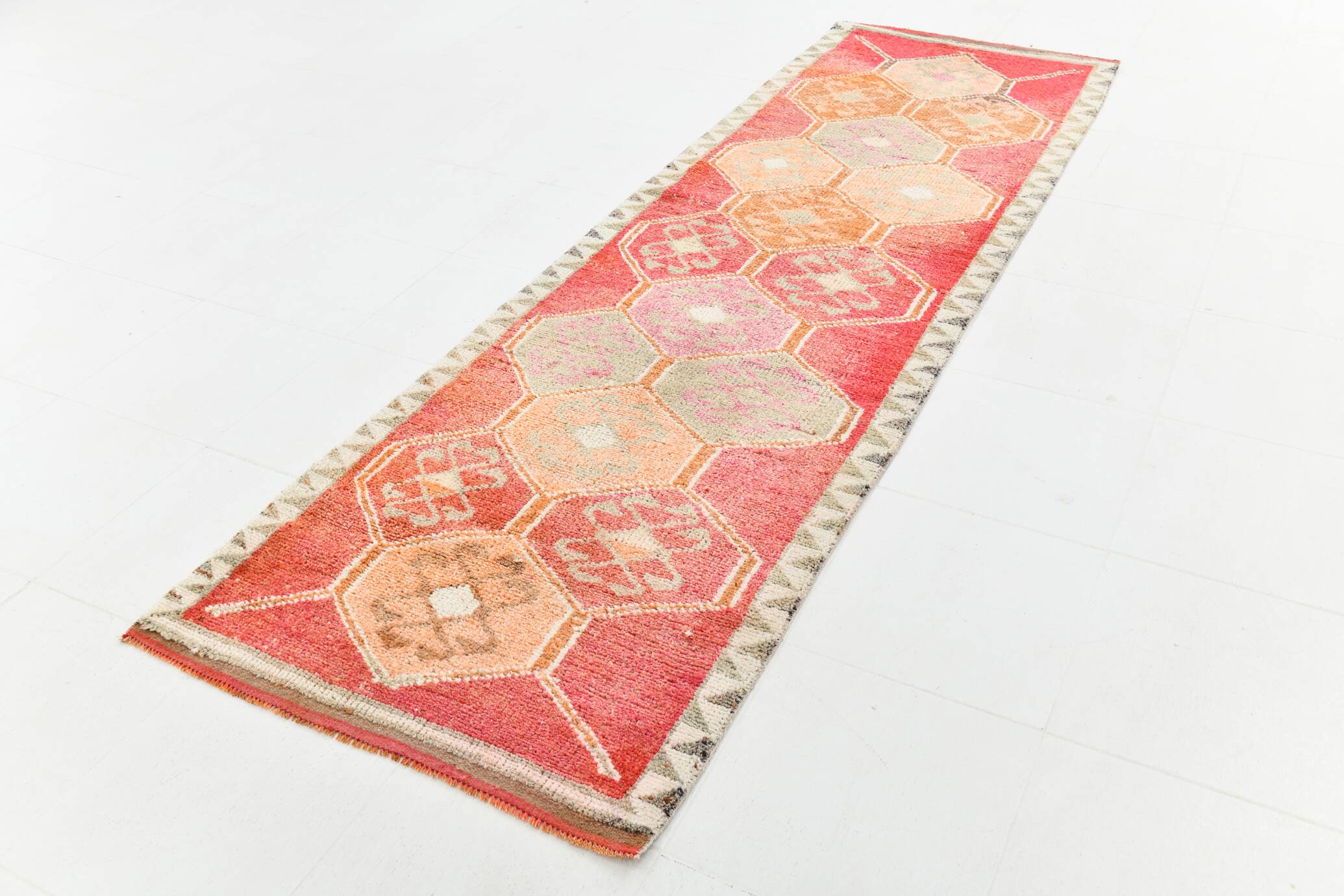 3x10 Soft Pink Runner Rug, Pastel Orientel Runner, 95x294Cm