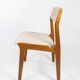 Ensemble de chaises de salle à manger en teck et rembourré de tissu léger, conçu par Erik Buch, années 1960