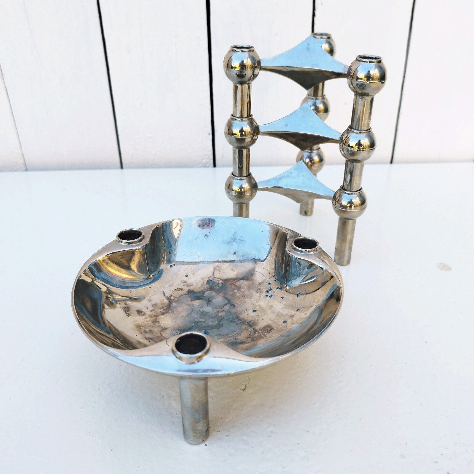 Bougeoirs métal chromé Nagel design 60/70