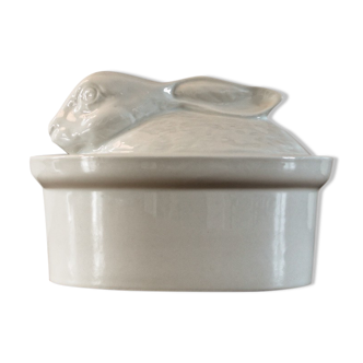 White porcelain rabbit terrine