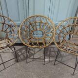Rattan and metal children's chairs