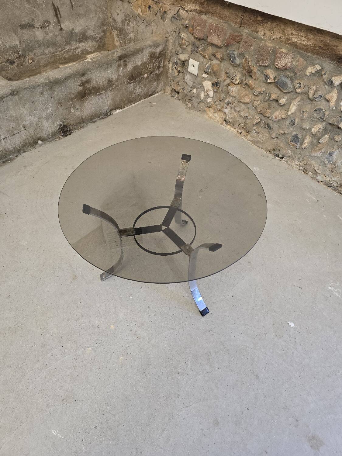 Small smoked glass coffee table 1970