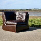 Modular sofa made up of 3 leather armchairs. Circa 1970