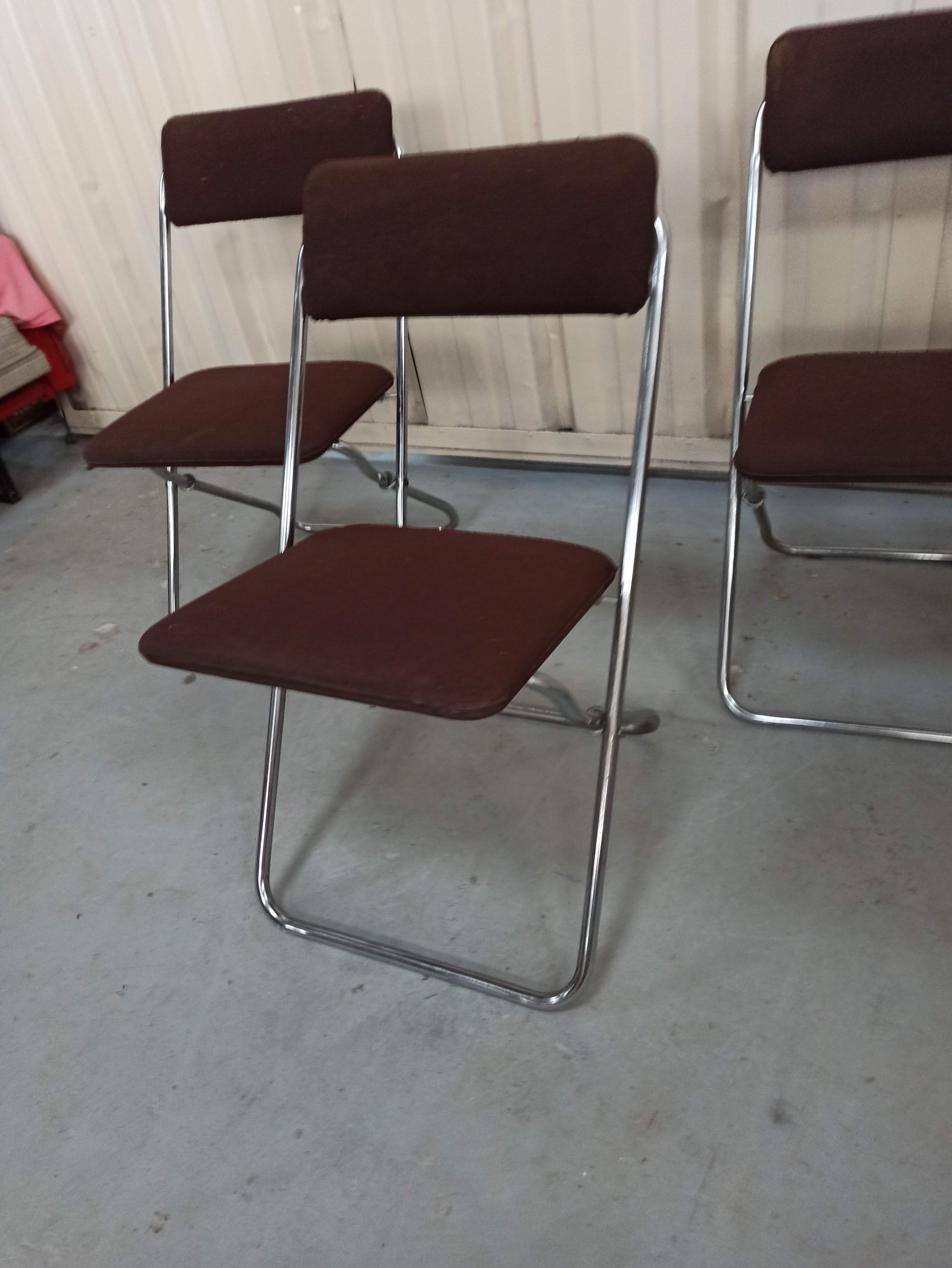 Framar - 4 folding chairs in brown fabric