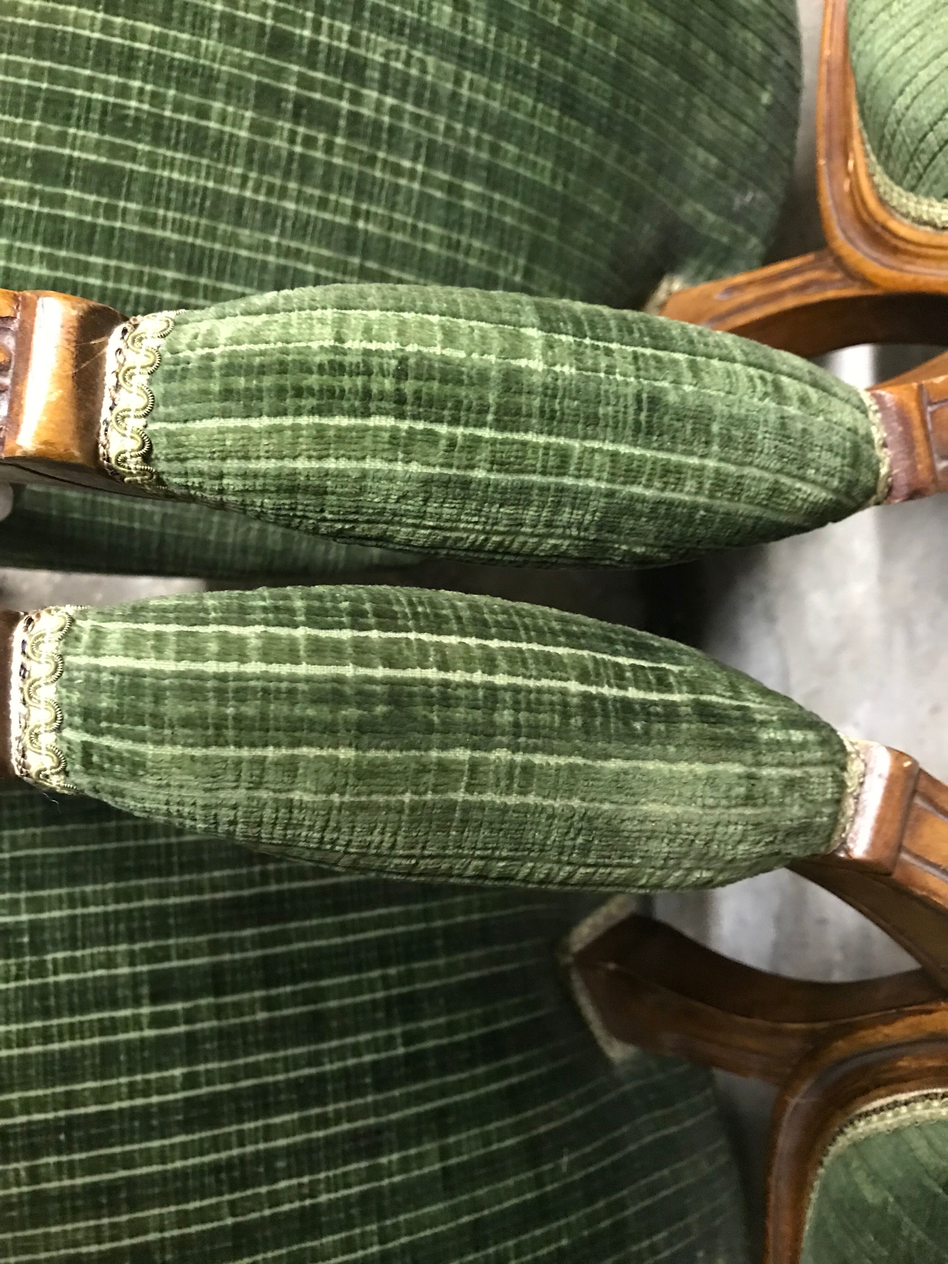 Pair of armchairs Louis XVI green convertibles