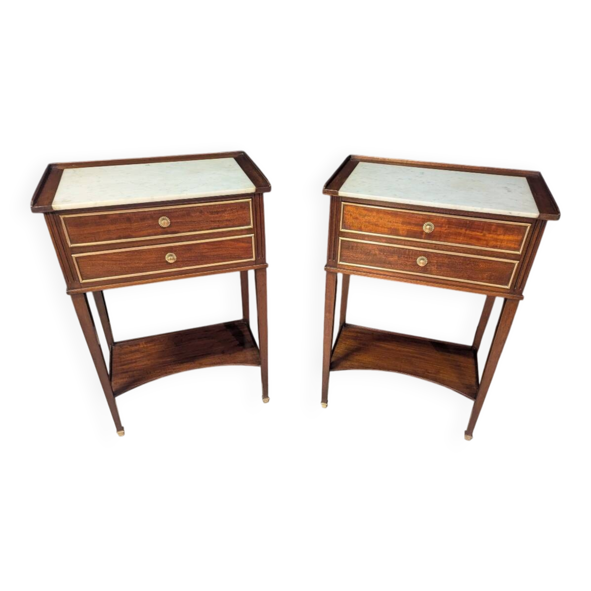 Pair of Louis XVI style mahogany bedside tables
