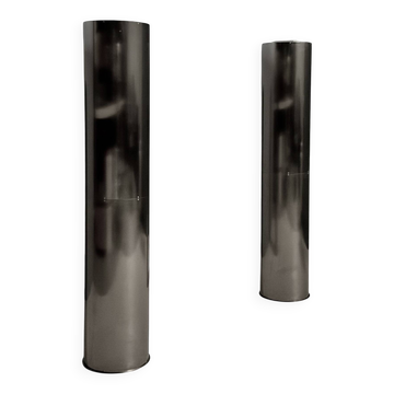Lampadaires monumentaux en acier inoxydable de grande taille par Targetti – Italie, années 1970