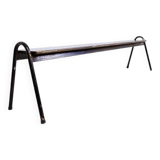 Banc en bois et métal tubulaire noir, 1950