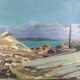 Painting, Oil on panel, "Mediterranean Coastal Town", France, 1930
