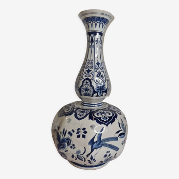 Delft earthenware vase with flower decoration