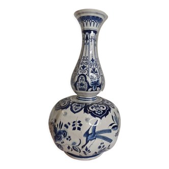 Delft earthenware vase with flower decoration