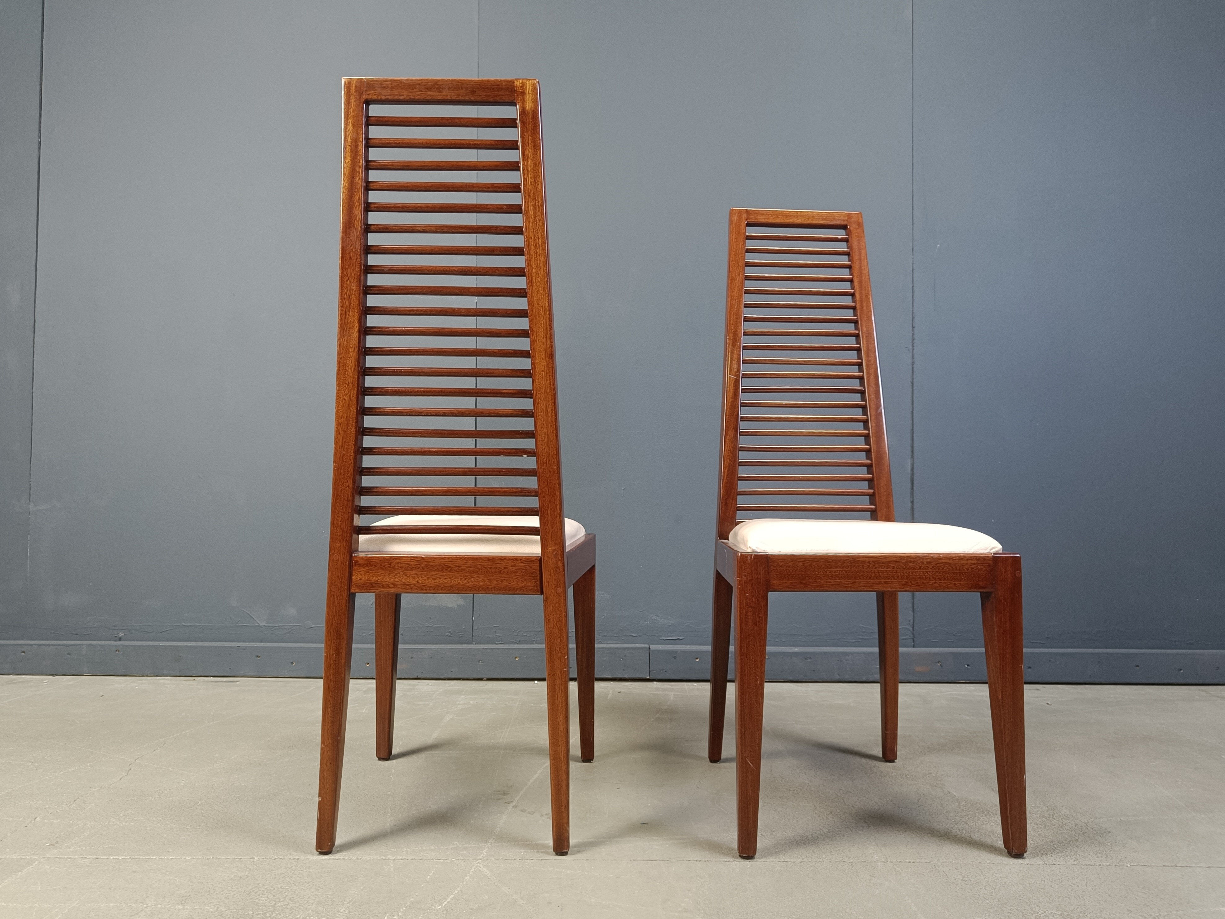 Set of 8 Italian high back dining chairs, 1980s