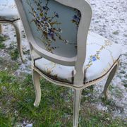 Pair of Louis XV style cabriolet chairs with a patina – floral fabric