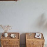 Pair of rattan bedside tables circa the 1970s.