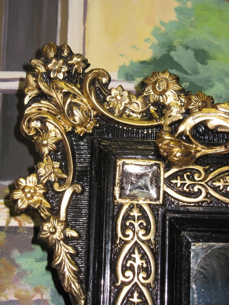 Black and gold Napoleon III mirror, 19th century, 115x86cm
