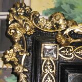 Miroir Napoléon III noir et doré XIXe 115x86cm