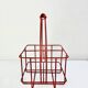 Metal bottle holder basket covered in bright red - caddy for 4 bottles
