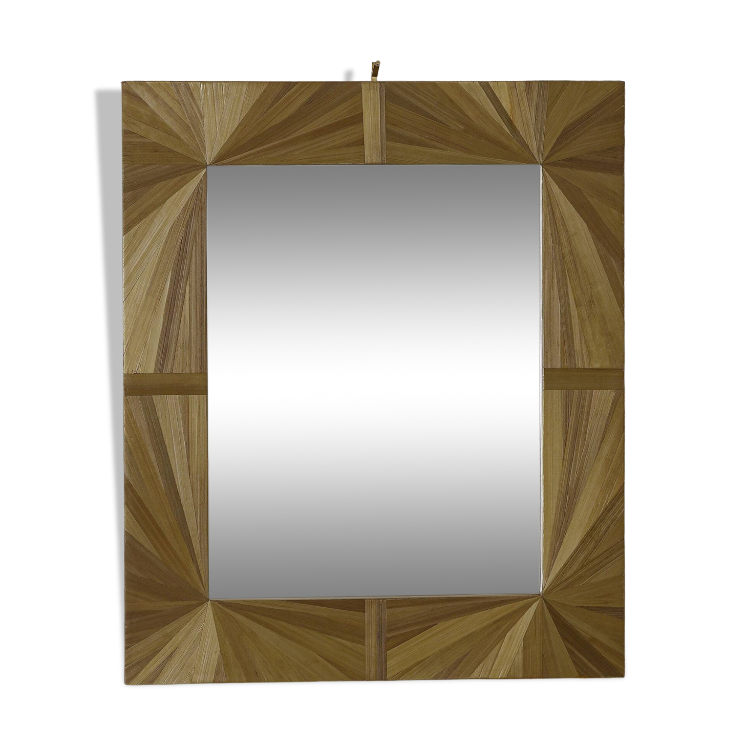 Mirror with straw marquetry frame