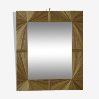 Mirror with straw marquetry frame