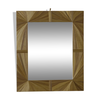 Mirror with straw marquetry frame