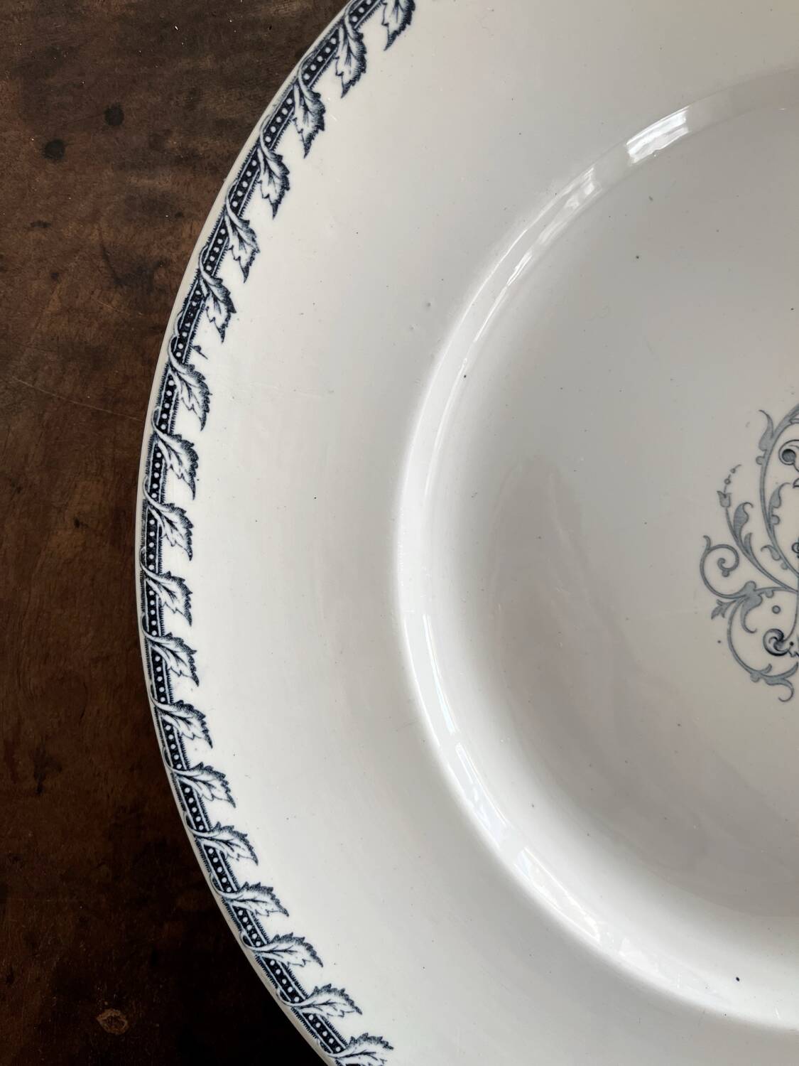 Round iron earth dish monogram “N” KG Lunéville