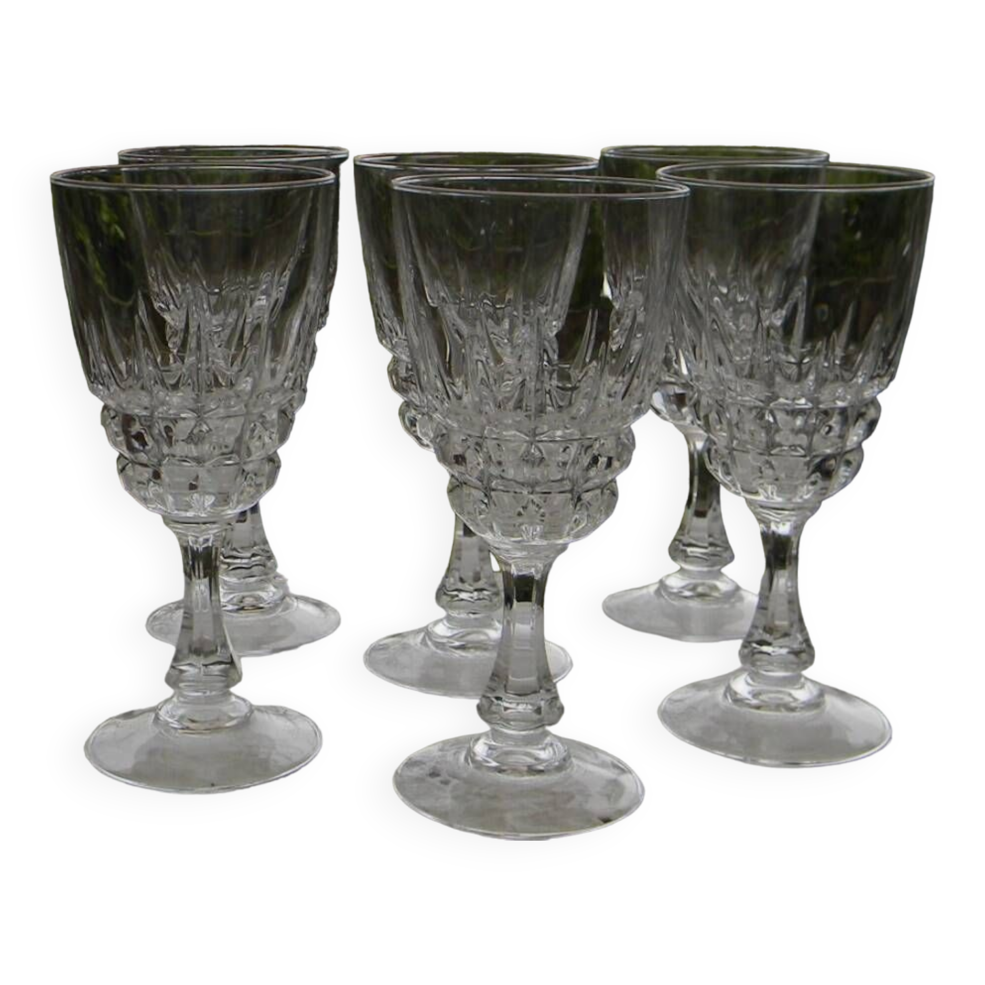Set of 6 crystal water glasses from ARQUES. Pompadour model.