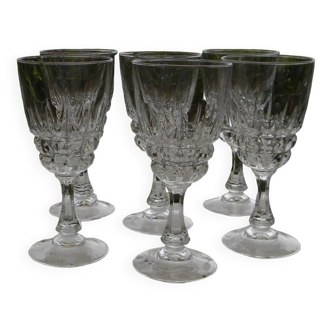Set of 6 crystal water glasses from ARQUES. Pompadour model.